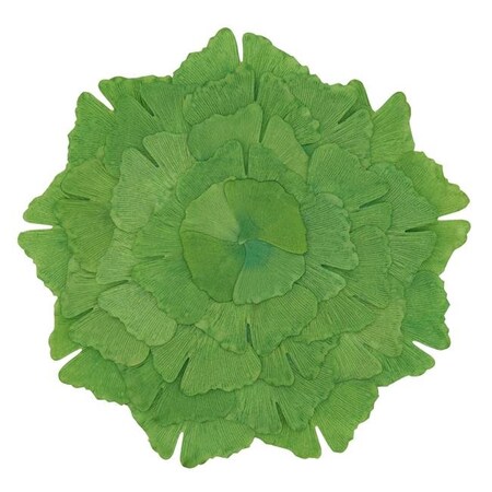 Saro Lifestyle SARO 1194.G14R 14 in. Round Cloth Table Mats with Green Ginkgo Leaf Design - Set of 4 1194.G14R